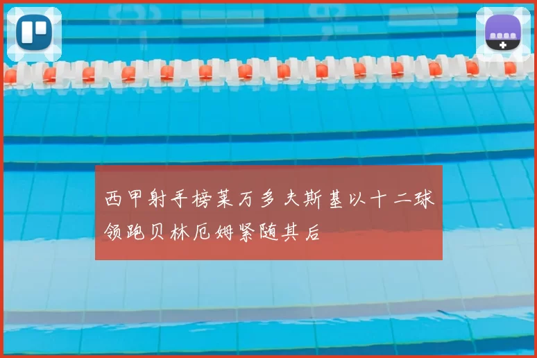 西甲射手榜莱万多夫斯基以十二球领跑贝林厄姆紧随其后